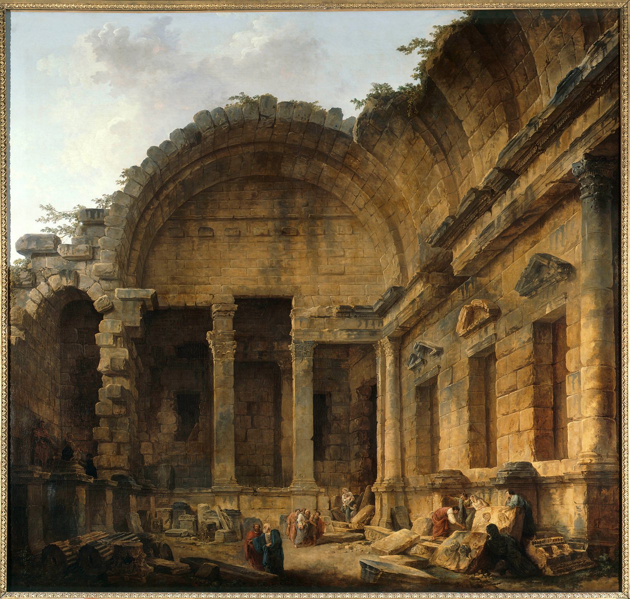 Diane a Nimes templomának belseje Hubert Robert (1733-1808) festménye V. 2,42 x 2,42 m. Párizs. Musee du Louvre – Diana templomának belseje Nimes-ben. Hubert Robert (1733-1808) festménye. 2,42 x 2,42 m. Louvre Múzeum, Párizs alkotó: Hubert Robert