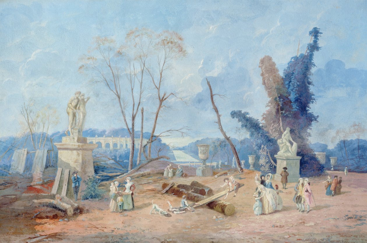 A Versailles-i zöld szőnyeg (guache és wc papíron) alkotó: Hubert Robert