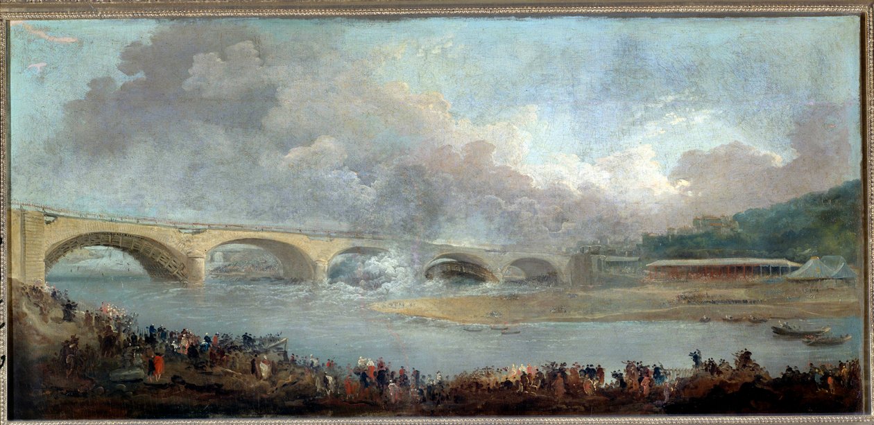 A Neuilly-híd meghatározása 1772.09.22-én Hubert Robert (1733-1808) festménye 1772 V. 1,13x1,95 m Párizs, Carnavalet Múzeum alkotó: Hubert Robert