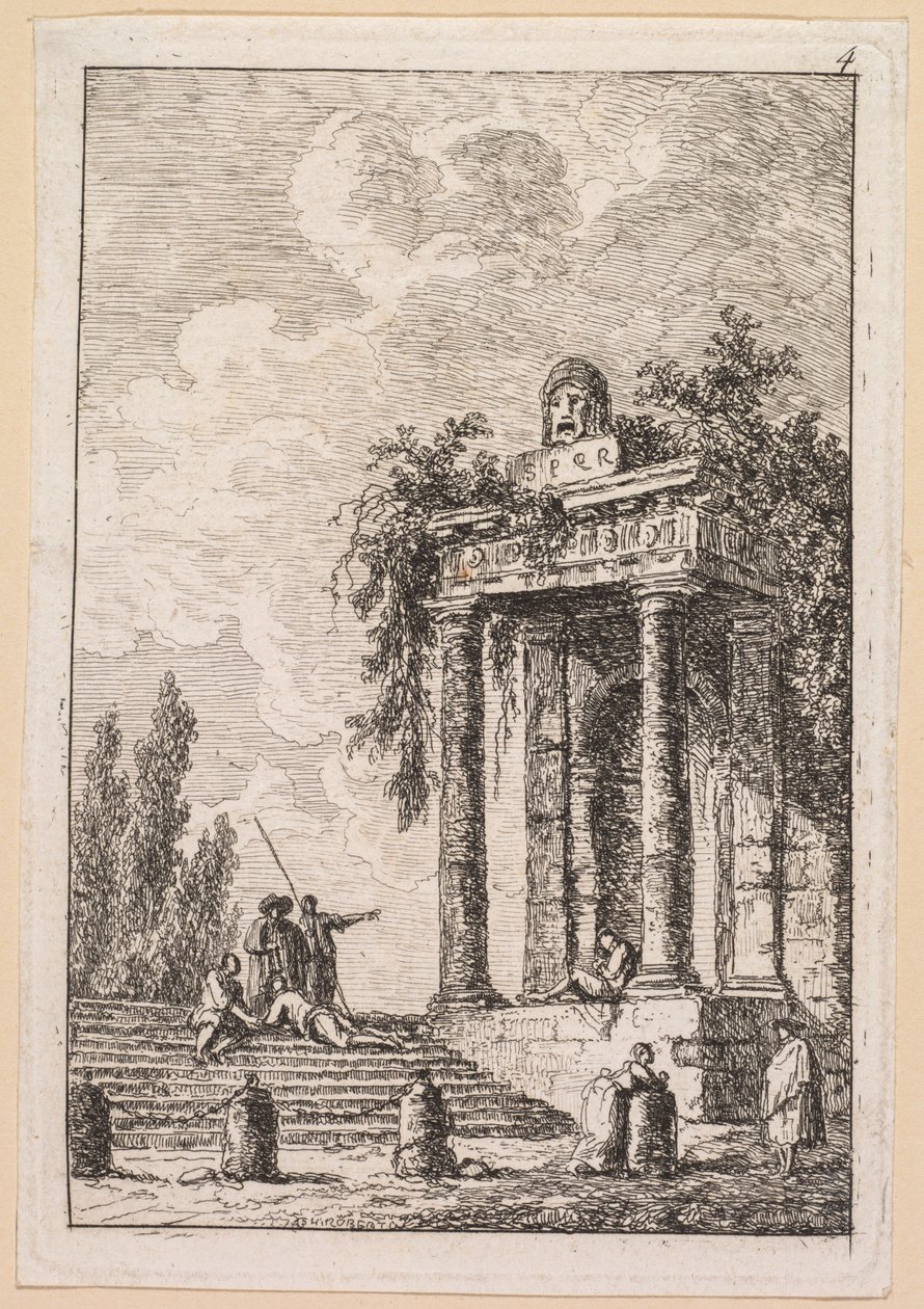 Római esték: A lépcsőház négy terminállal alkotó: Hubert Robert