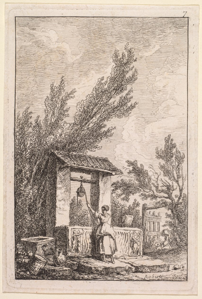 Római esték: A kút, 1763-1764. alkotó: Hubert Robert
