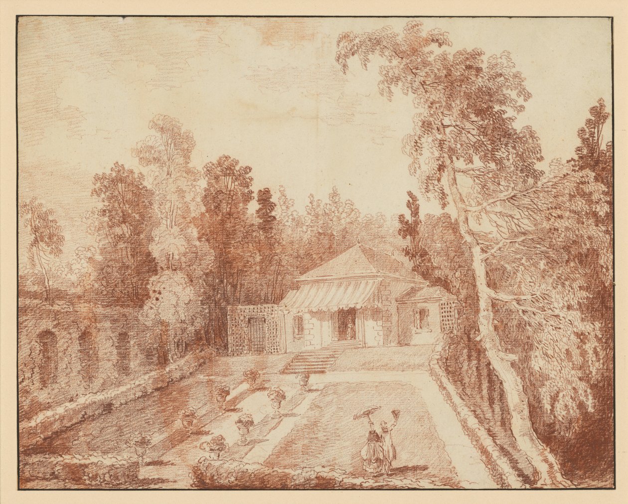 Pavilon egy parkban alkotó: Hubert Robert