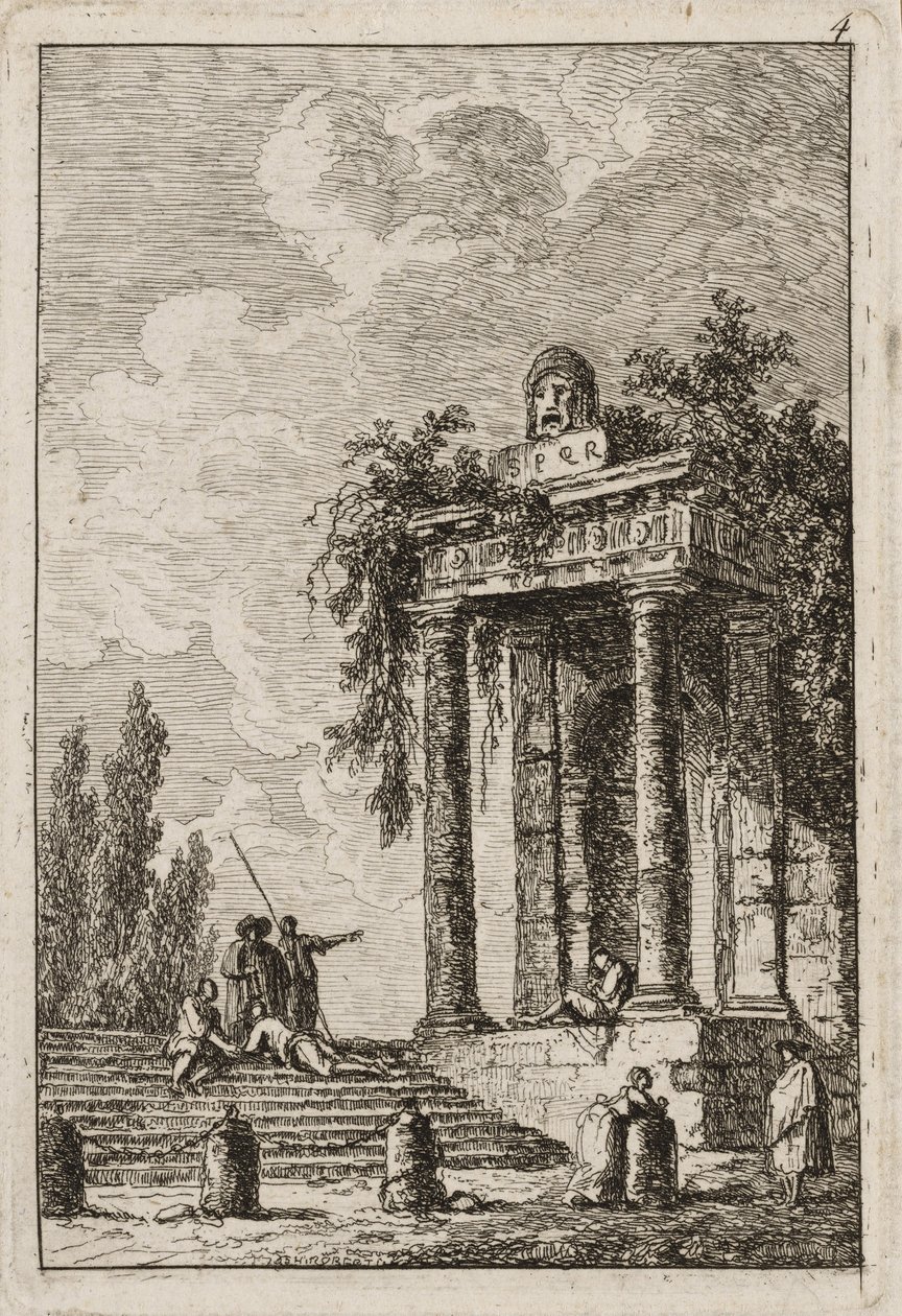Négyes tányér az Esték Rómában, 1763-64-ből alkotó: Hubert Robert