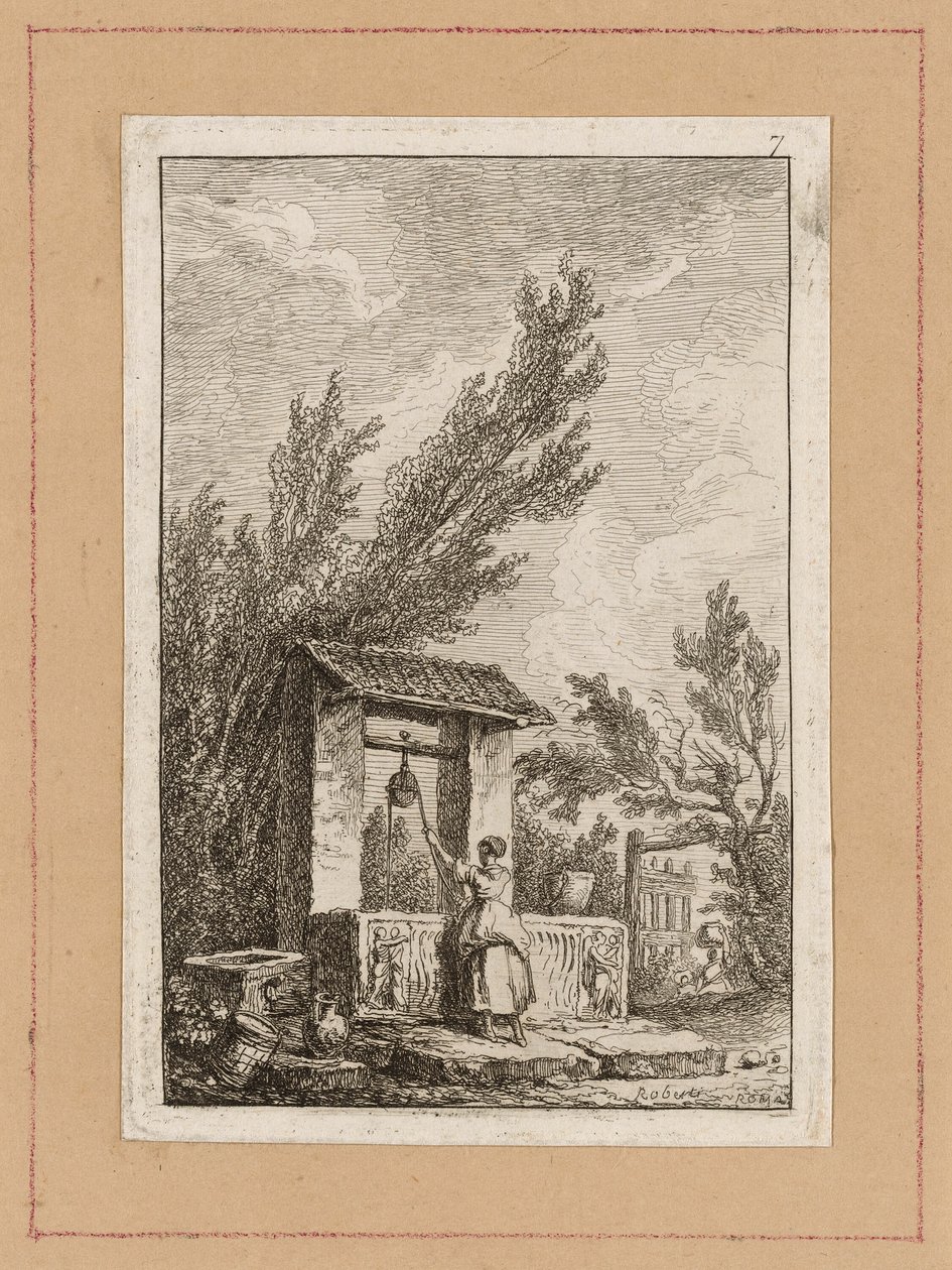 Hetes tányér az Esték Rómában című filmből alkotó: Hubert Robert
