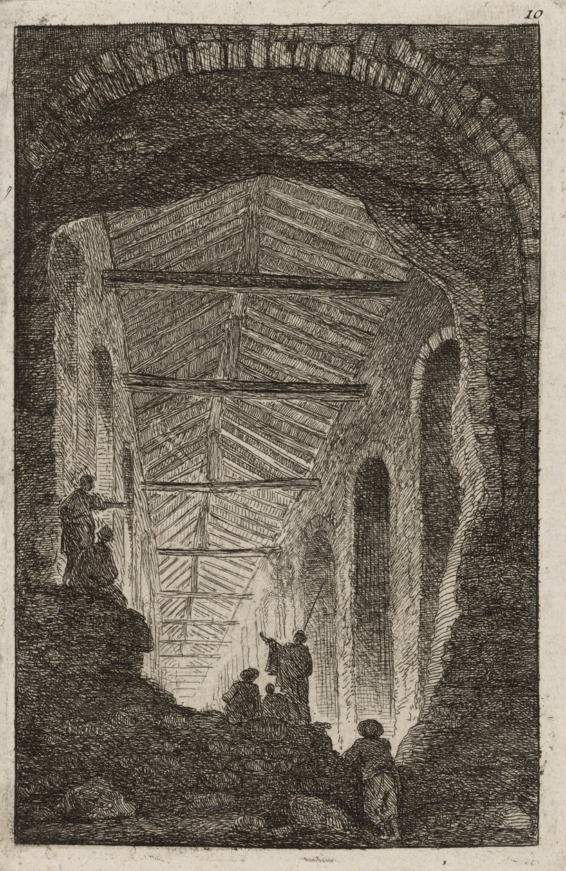 Tizedik tányér az Esték Rómában, 1763-64-ből alkotó: Hubert Robert