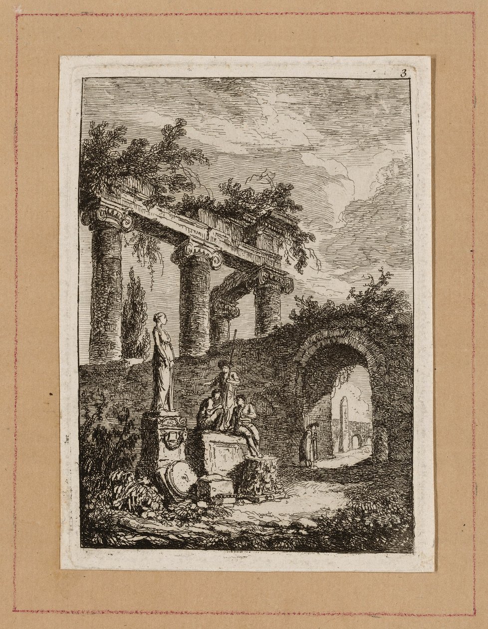 Harmadik tábla az Esték Rómában című filmből alkotó: Hubert Robert