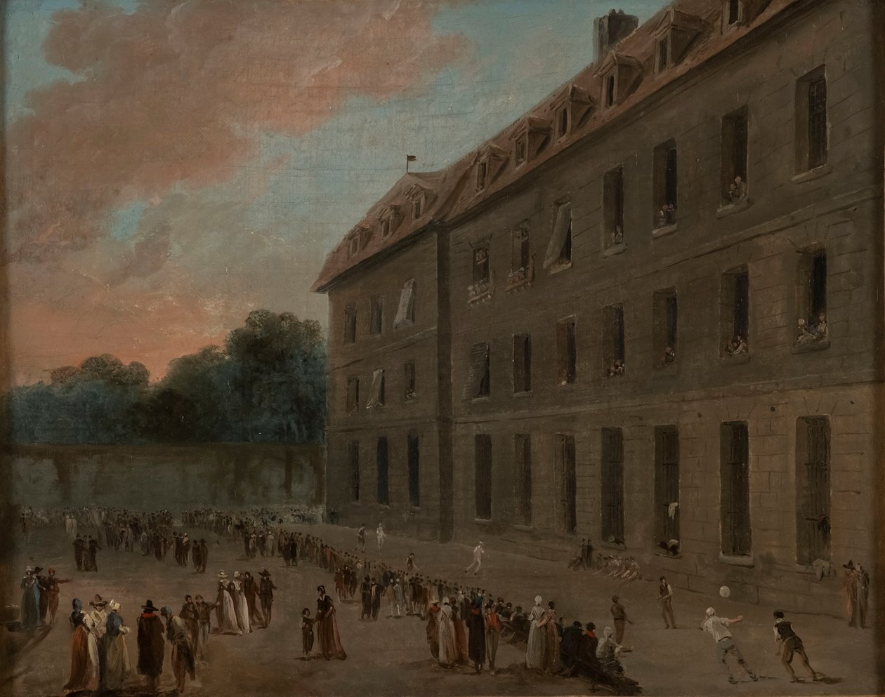 A Saint-Lazare foglyainak szórakozása: labdajáték alkotó: Hubert Robert