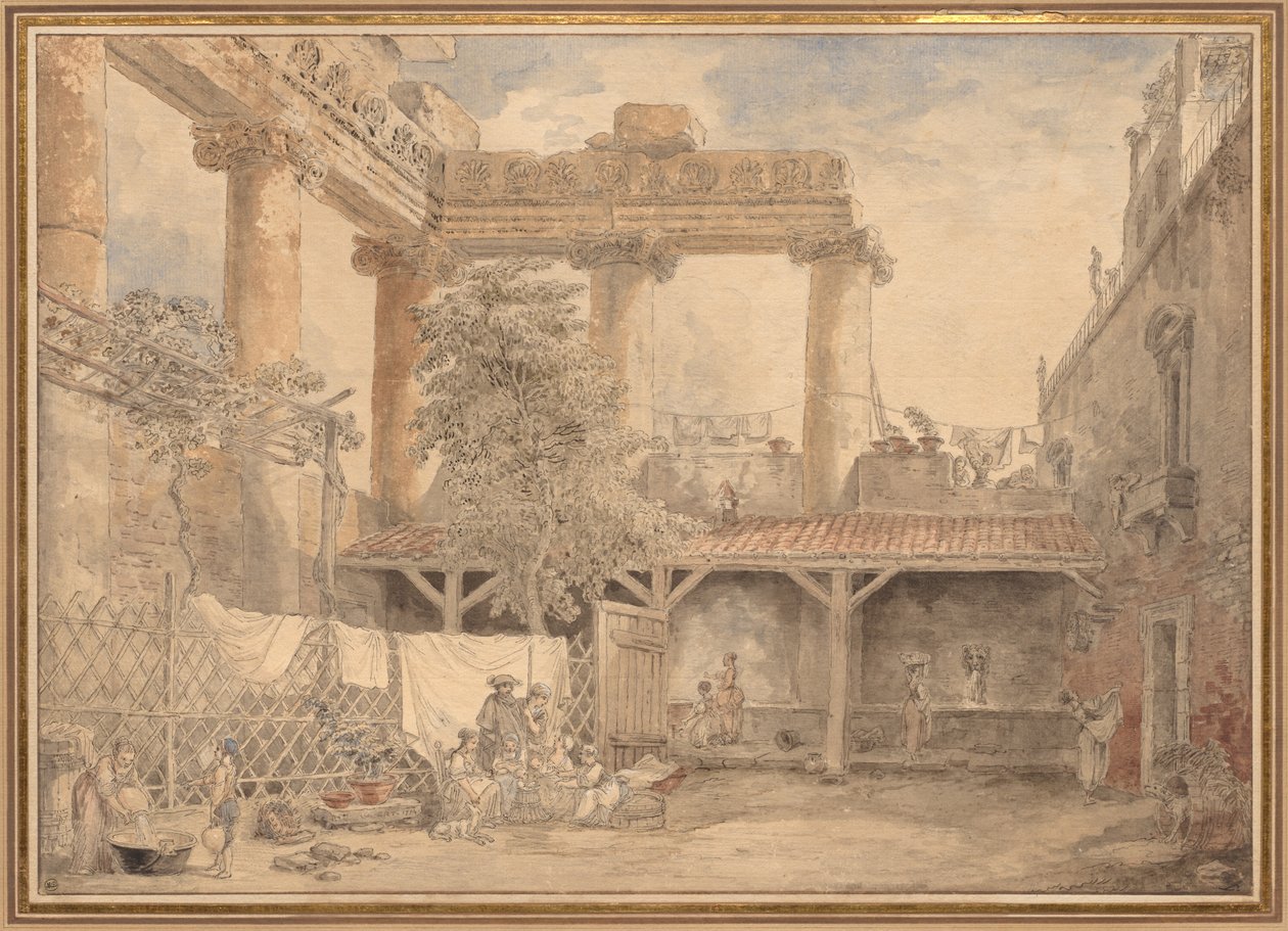 Római romok, Villa Pamfili, 1774. alkotó: Hubert Robert