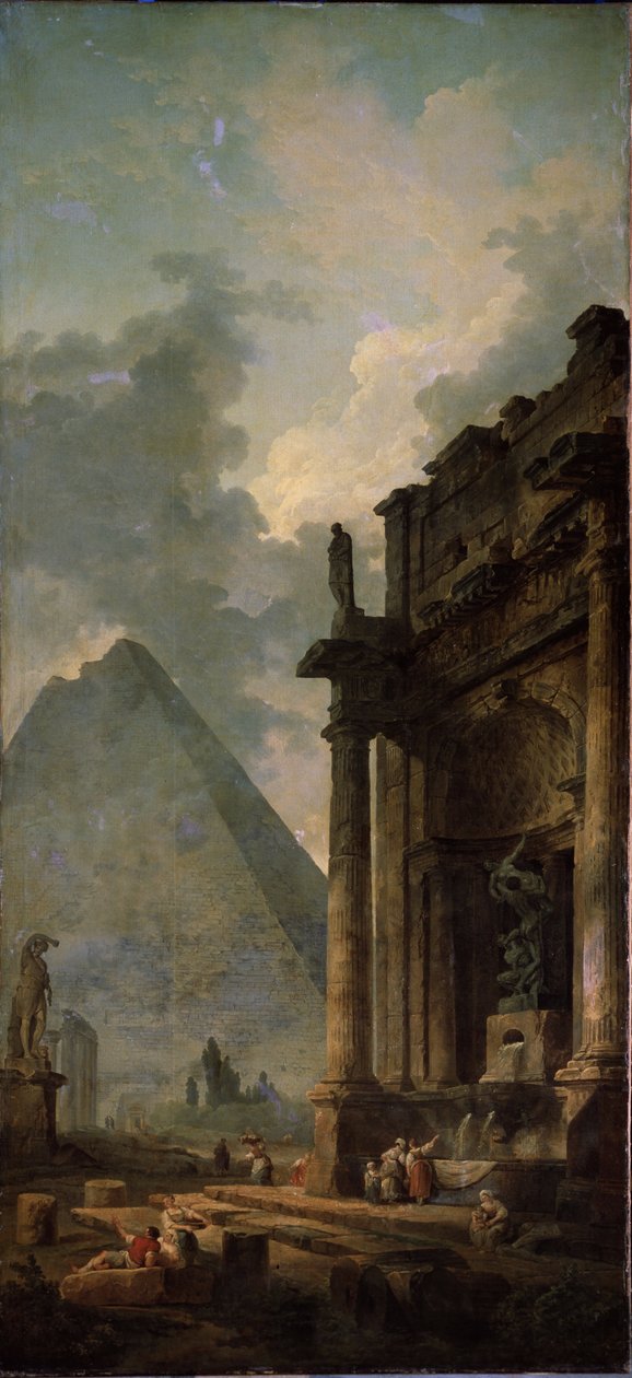 Romok piramis. Hubert Robert (1733-1808) festménye, olaj, vászon alkotó: Hubert Robert