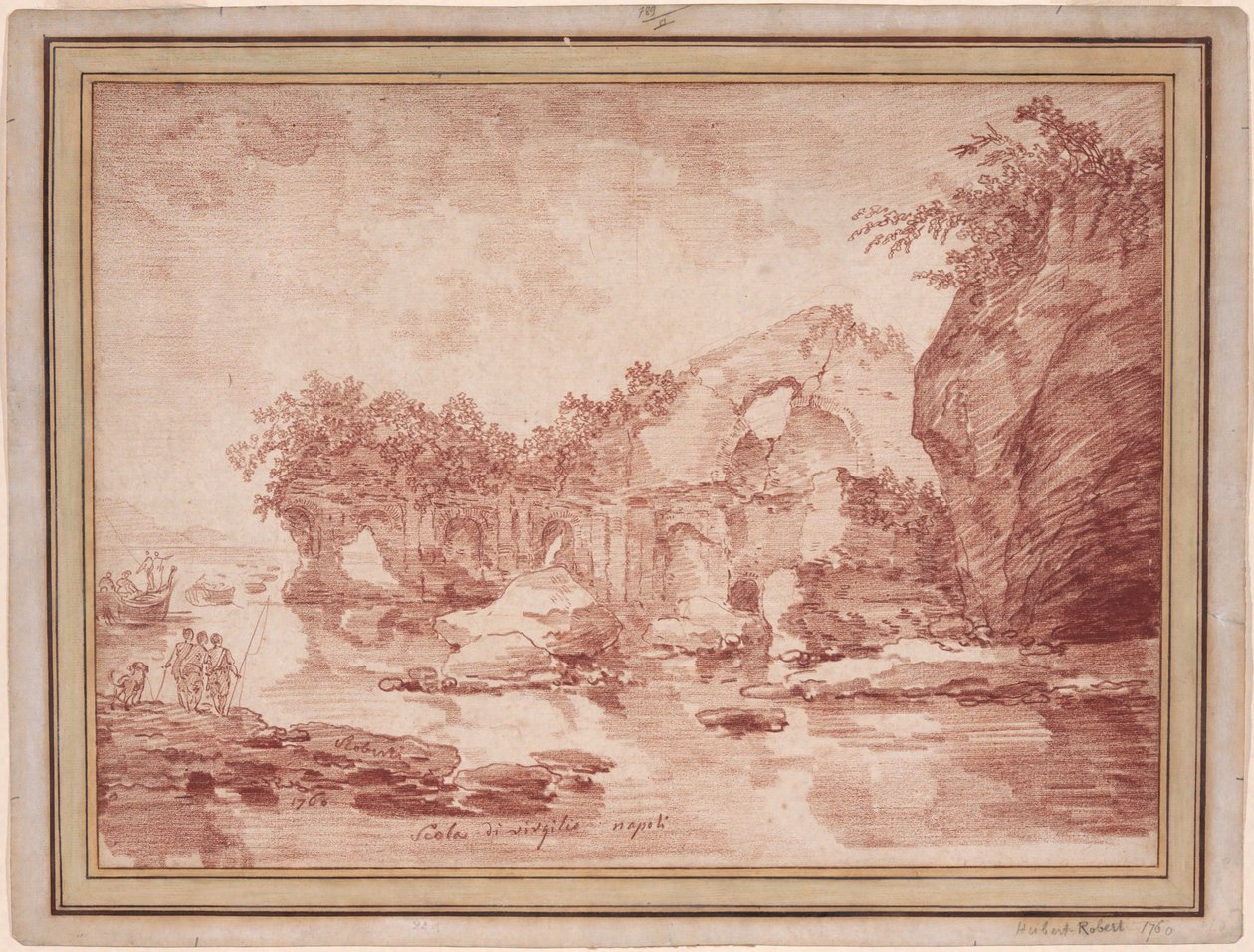 Romok a tengerparton Nápoly közelében: „Scola di Virgilio” alkotó: Hubert Robert
