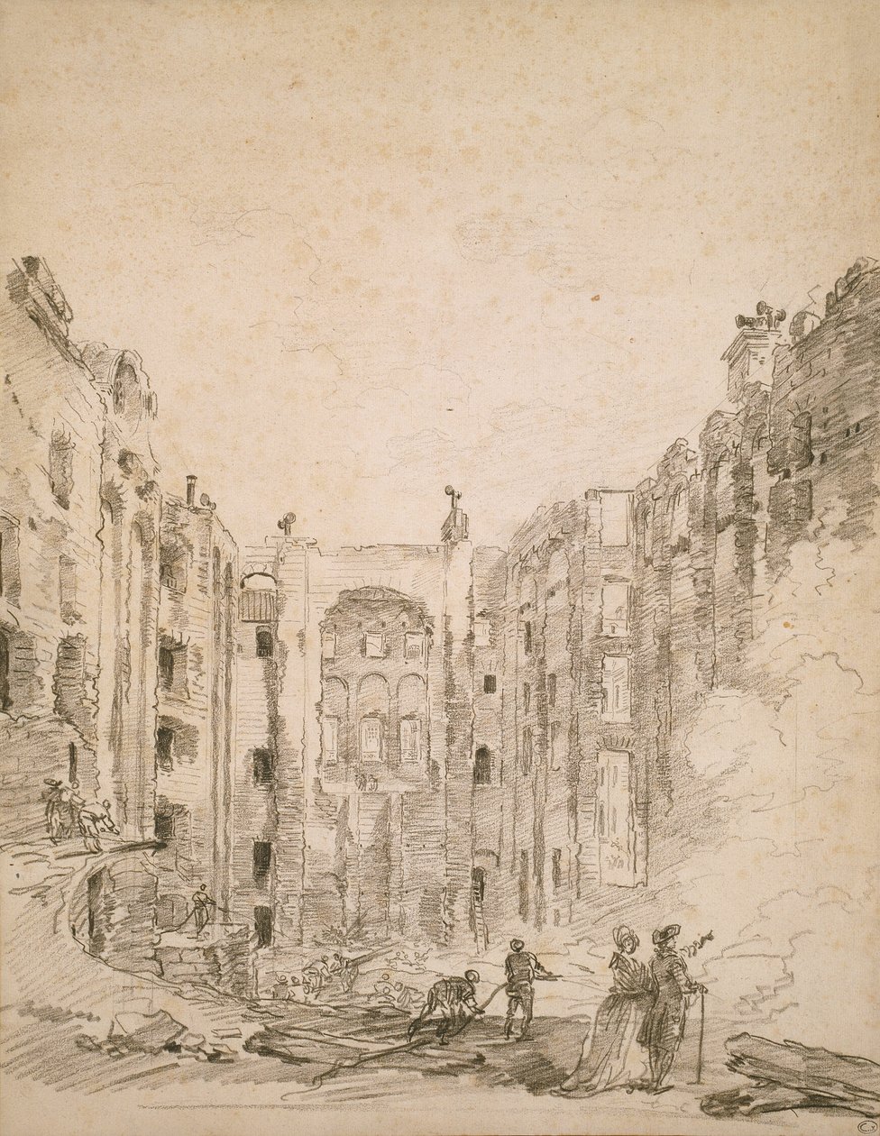 Az Opera romjai az 1781-es tűzvész után alkotó: Hubert Robert