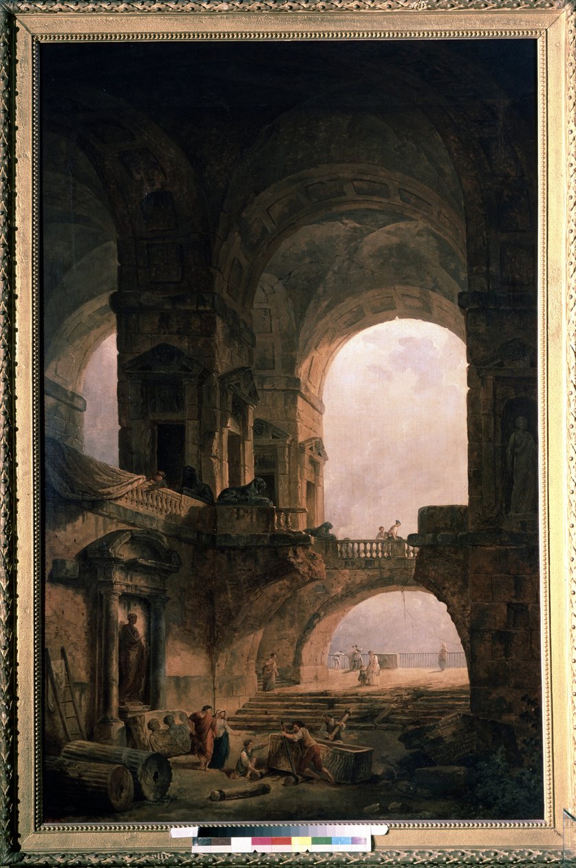 Szarkofág. Hubert Robert (1733-1808) festménye, olaj, vászon alkotó: Hubert Robert