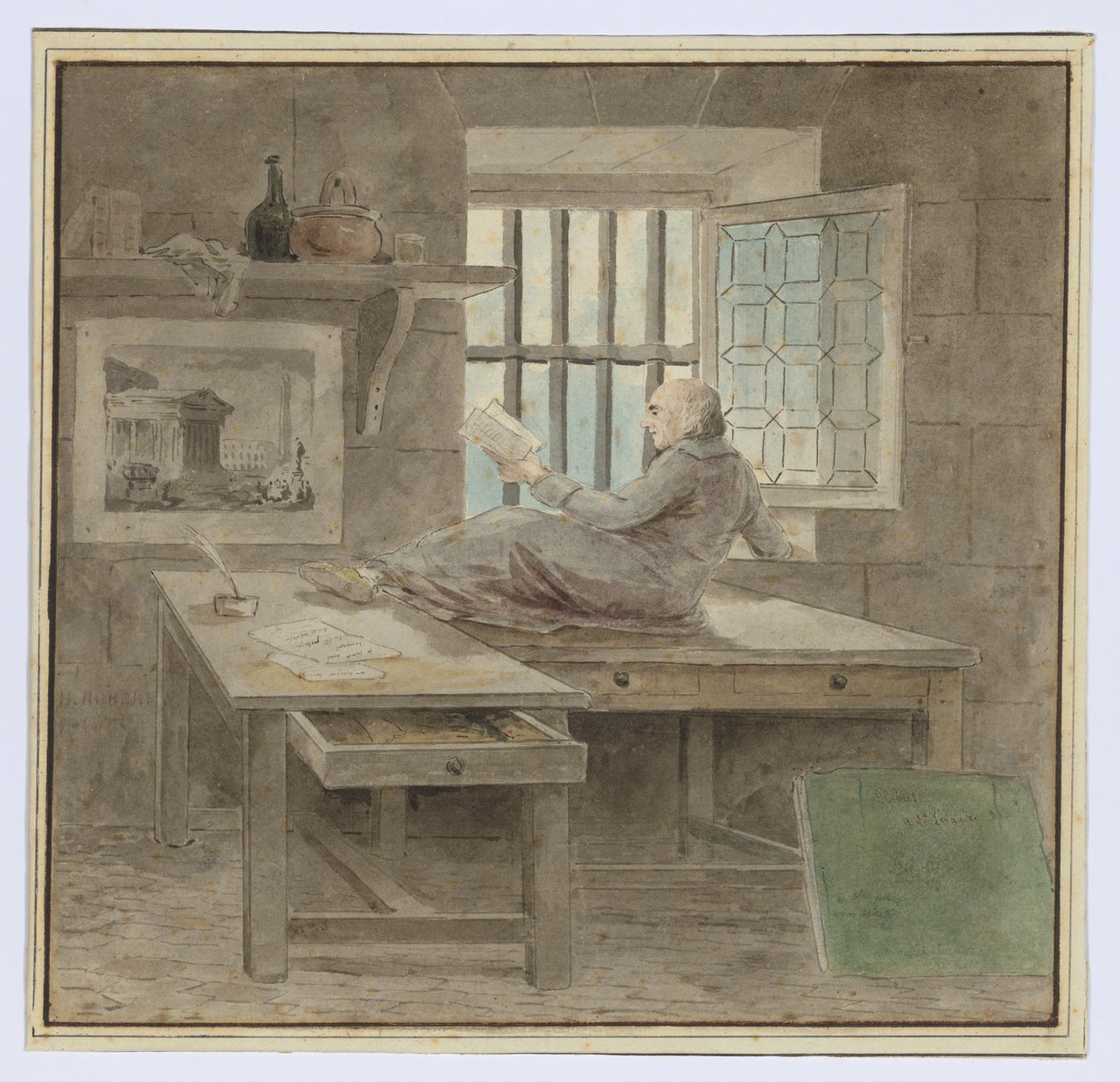 Önarckép a Saint-Lazare börtönben alkotó: Hubert Robert