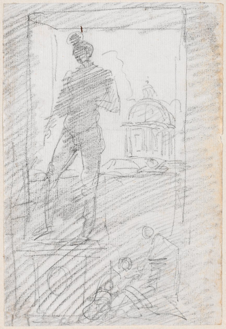 Akt szobra az ablak előtt alkotó: Hubert Robert
