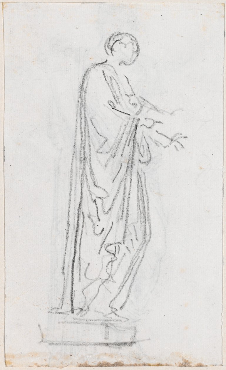 Római nő szobra (női istenség?) oldalról nézve [verso] alkotó: Hubert Robert