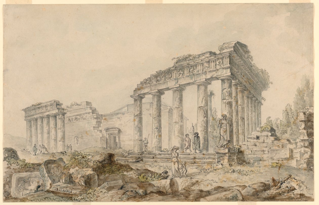 Minerva temploma, Athén, Görögország alkotó: Hubert Robert