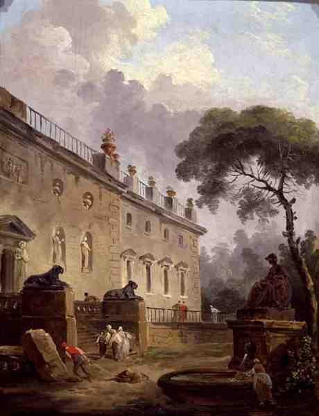 A Villa Madama terasza (olaj, panel) alkotó: Hubert Robert