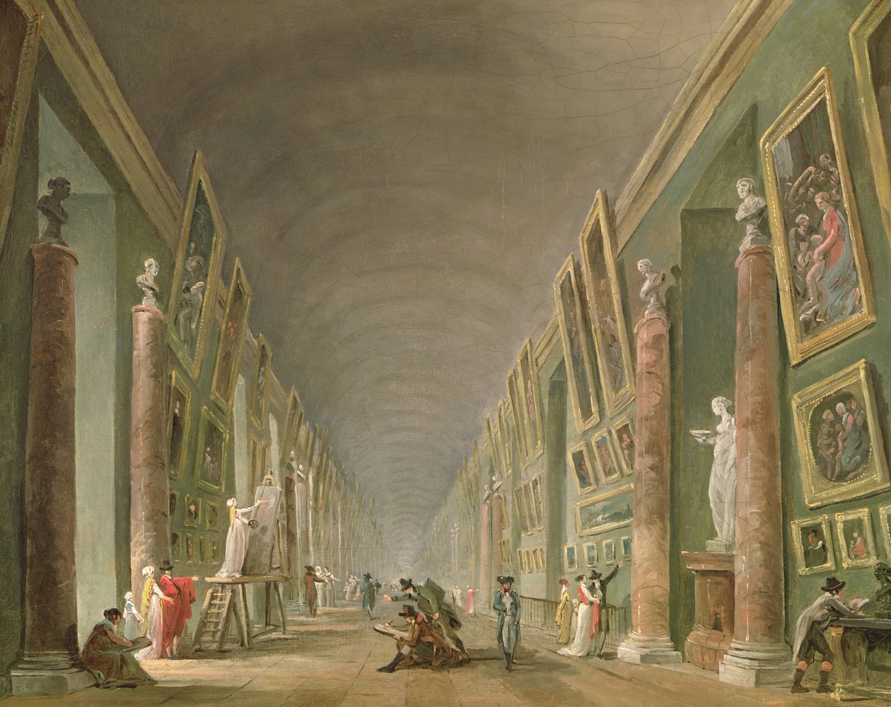 A Louvre nagygalériája 1801 és 1805 között (olaj, vászon) alkotó: Hubert Robert