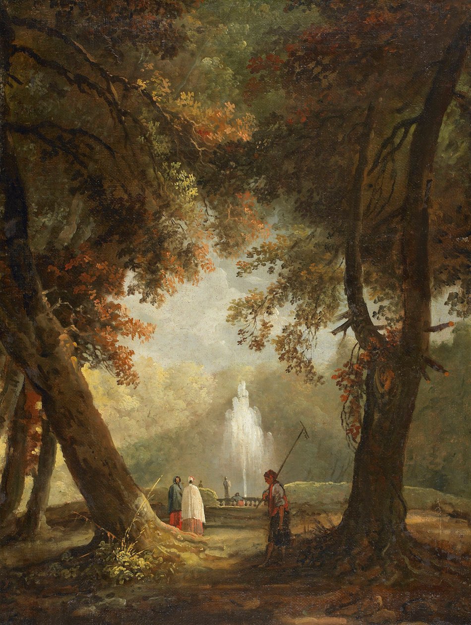 A nagy szökőkút a Villa Contiban, Frascatiban, 1761 körül. alkotó: Hubert Robert