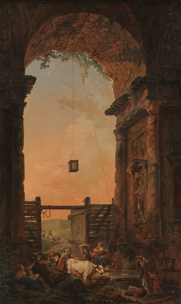 A szarvasmarha visszatér, kb. 1773-75. alkotó: Hubert Robert