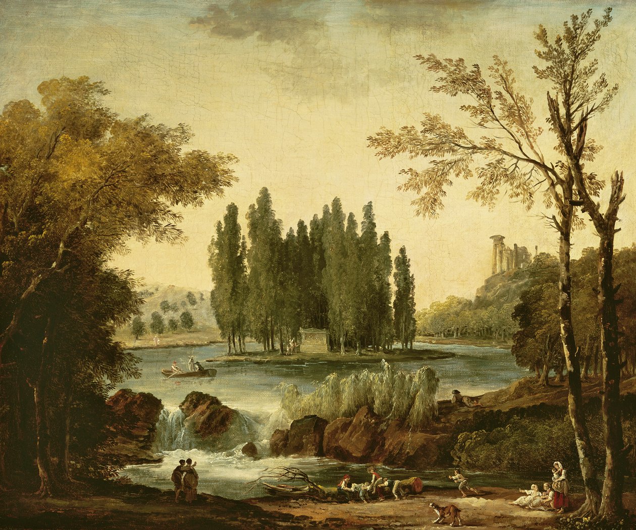 Jean-Jacques Rousseau sírja Ermenonville-ben, 1802 alkotó: Hubert Robert