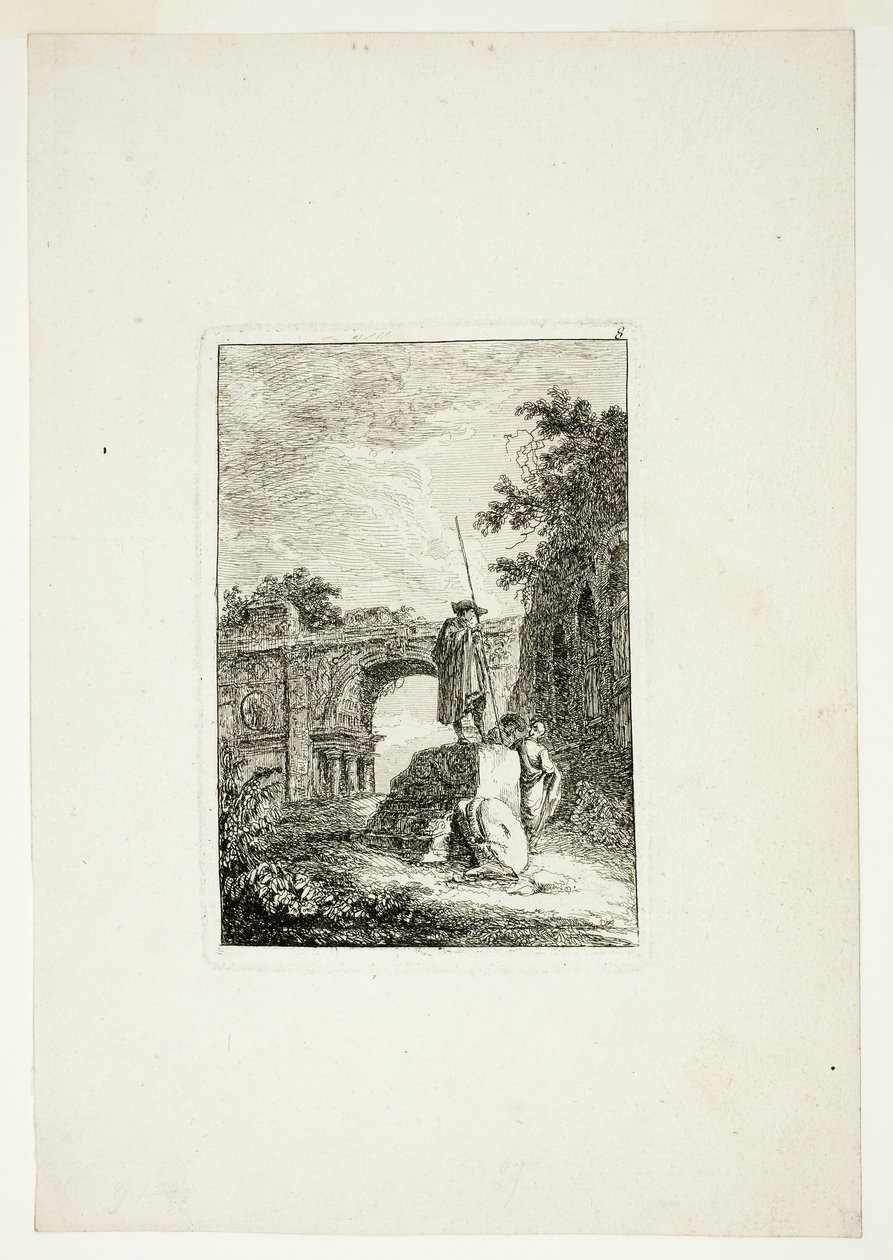 A Diadalív, nyolcas lemez az Esték Rómában című könyvéből alkotó: Hubert Robert