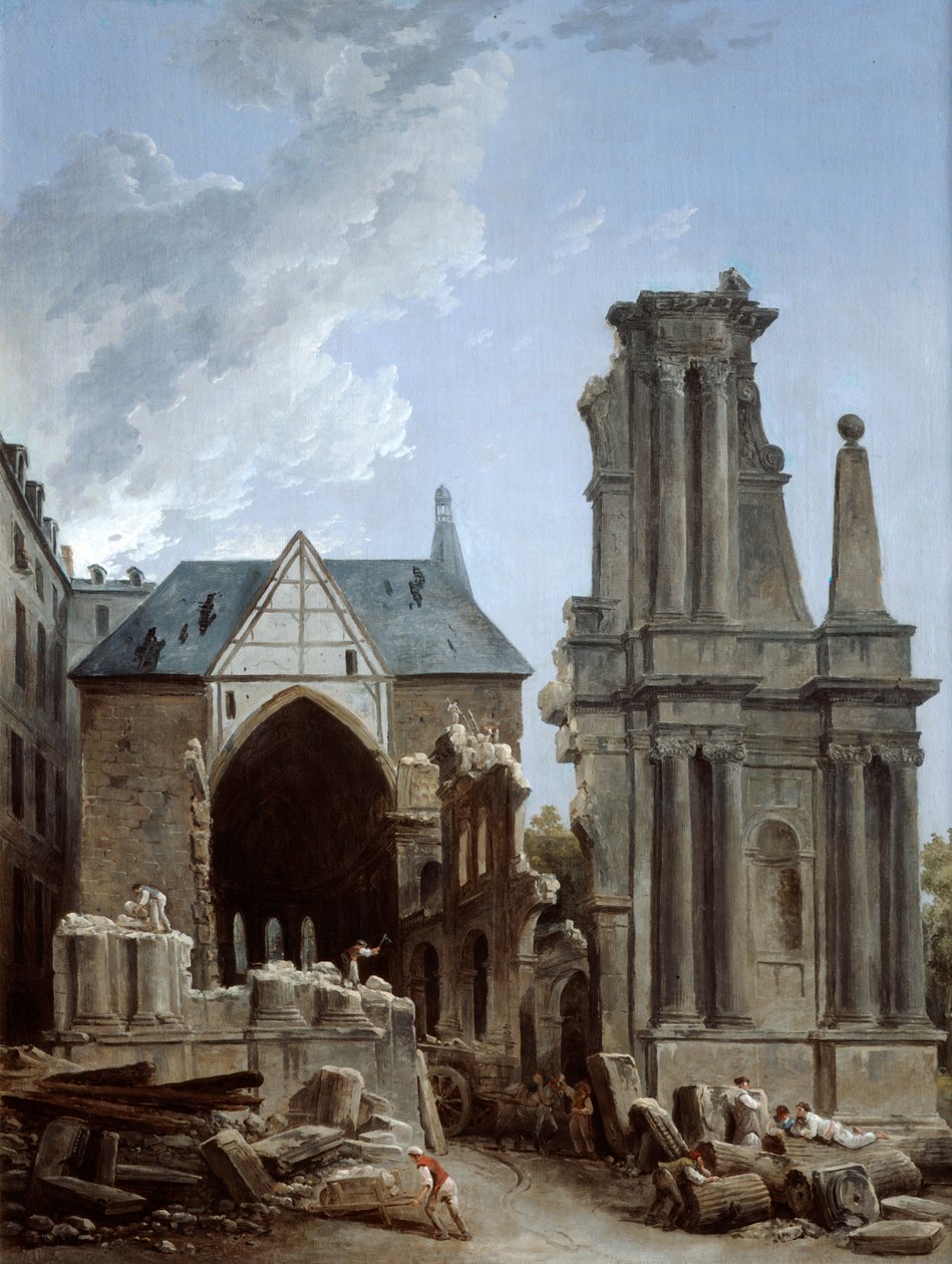 A Feuillants-templom lebontása, 1805 alkotó: Hubert Robert