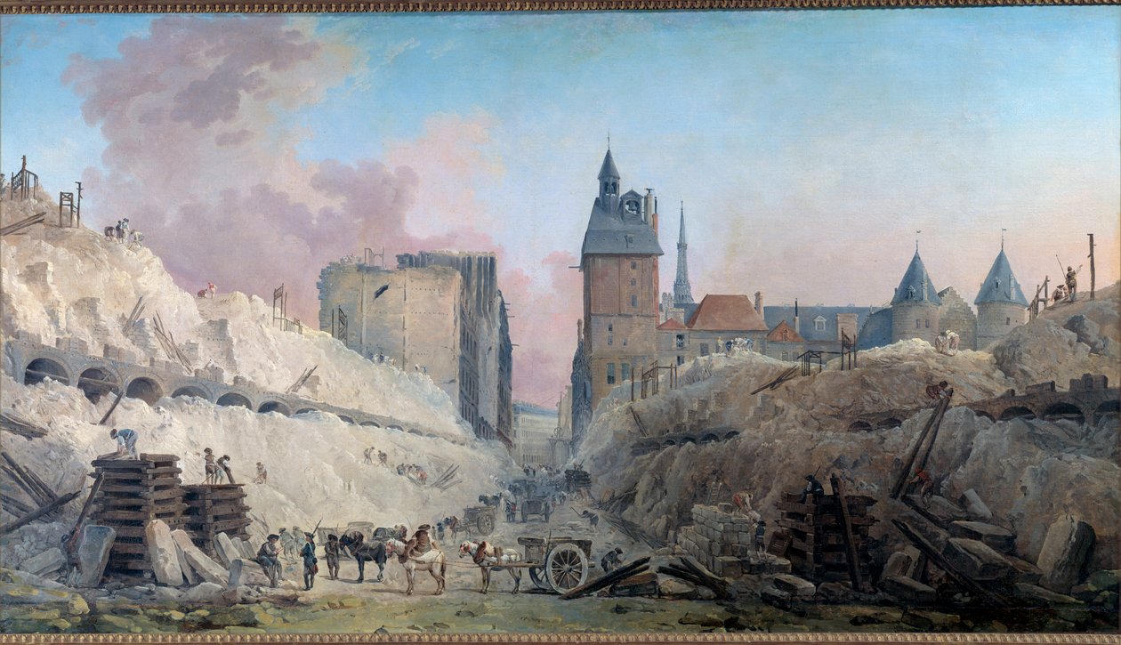 A Pont au Change házainak lebontása 1788-ban Hubert Robert (1733-1808) festménye 1788 V. 0,86x1,59 m Párizs, Musee Carnavalet alkotó: Hubert Robert
