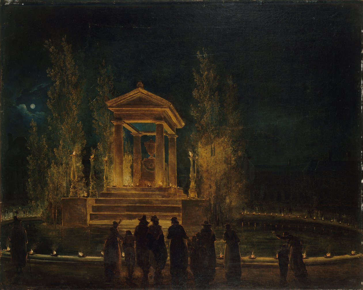Jean-Jacques Rousseau ideiglenes mauzóleuma, 1794 körül. alkotó: Hubert Robert