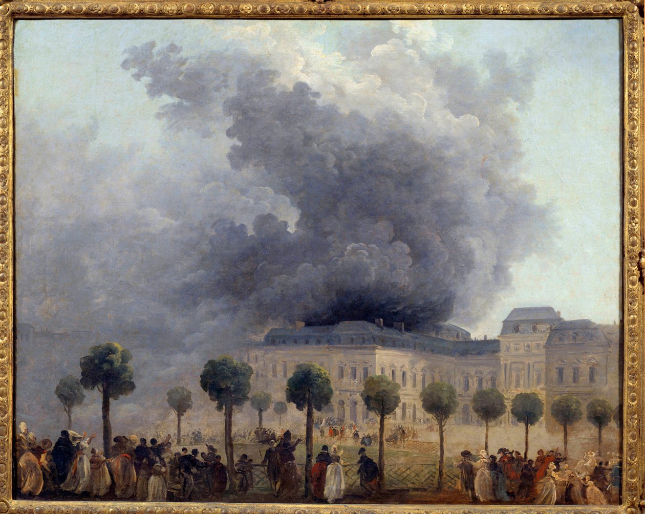 Kilátás az Operatűzre a Palais Royal kertjéből 1781.08.06., Hubert Robert festménye alkotó: Hubert Robert