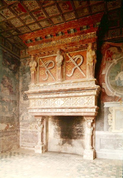 Kilátás a kandallóra a Salle des Gardes-ban alkotó: Hubert Robert