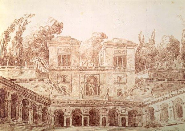 Villa Farnese, Róma (rajz) alkotó: Hubert Robert
