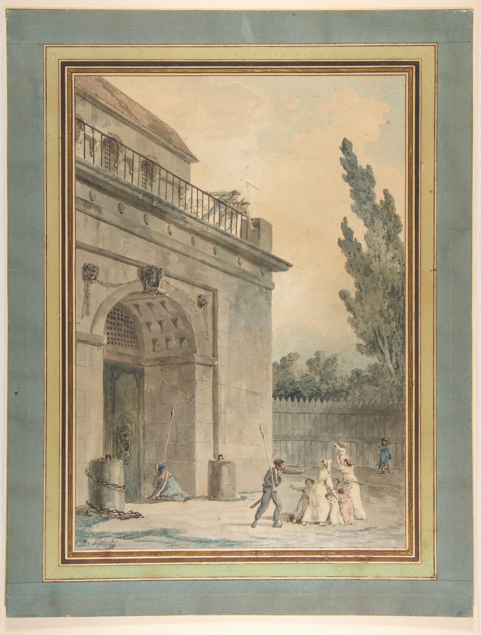 A börtönből távozó látogatók alkotó: Hubert Robert