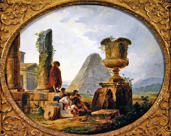 Harcosok pihennek (olaj, vászon) alkotó: Hubert Robert