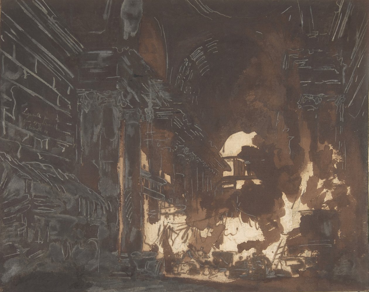 Mosónők egy romos galériában, kb. 1760. alkotó: Hubert Robert