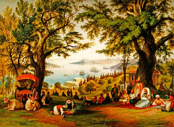 Gyülekező az Aranyszarv fölött (olaj, vászon) alkotó: Hubert Sattler