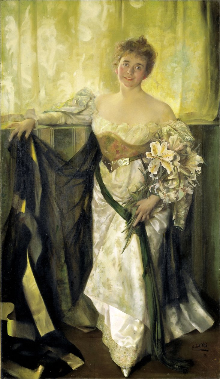 Alice Barney fehér szaténban alkotó: Hubert Vos
