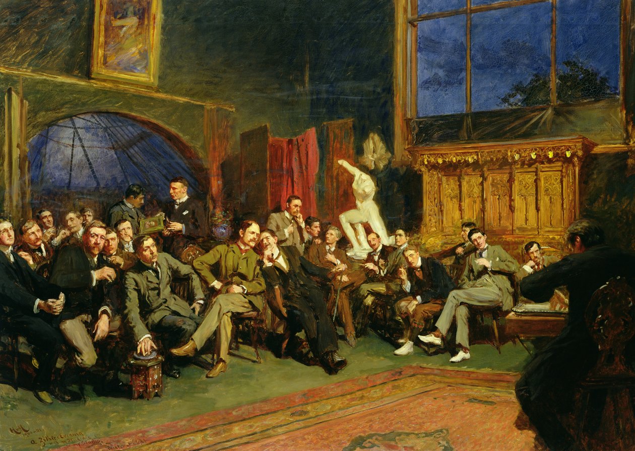 Este a stúdióban tanítványaimmal, 1886 alkotó: Hubert von Herkomer
