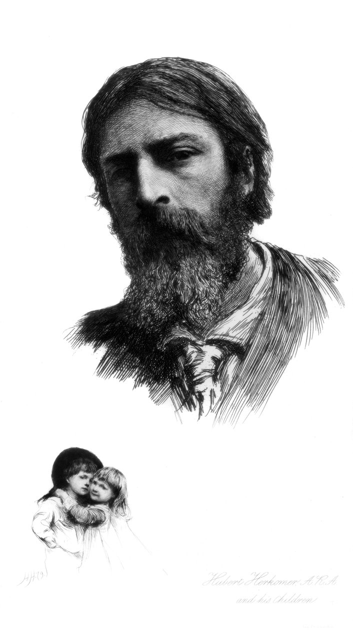 Hubert Herkomer német születésű brit művész és gyermekei, 1880-1882. alkotó: Hubert von Herkomer