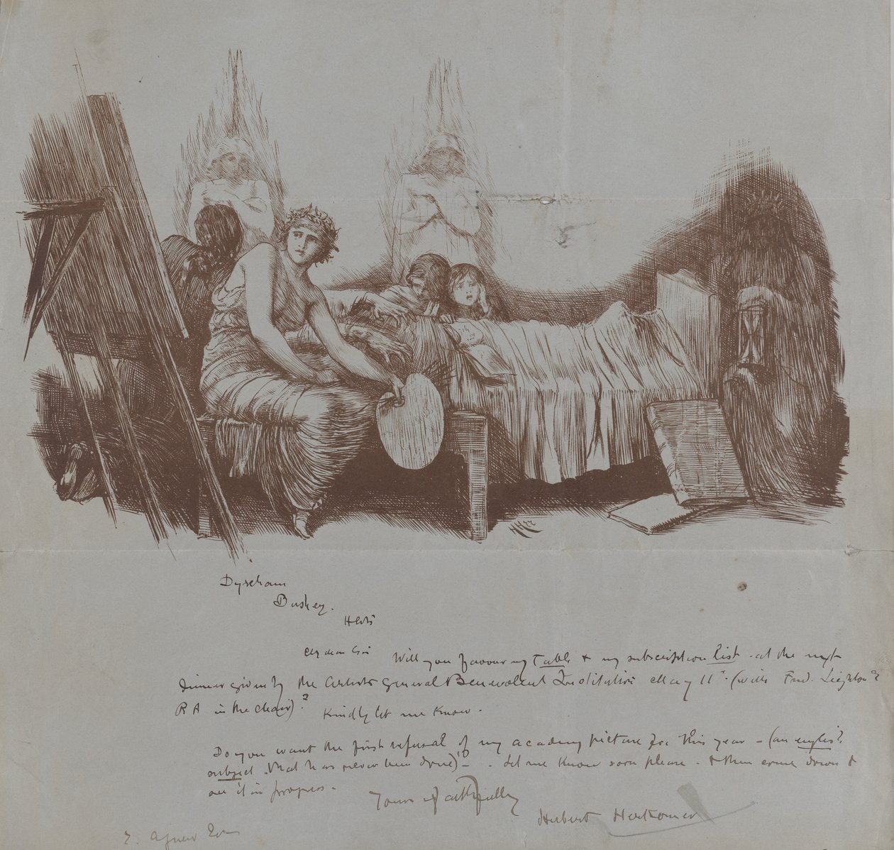 Meghívó egy jótékonysági vacsorára Hubert von Herkomertől Thomas Agnew-hoz, 1877-78. alkotó: Hubert von Herkomer