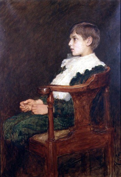 A művész fiának, Lorenznek a portréja alkotó: Hubert von Herkomer