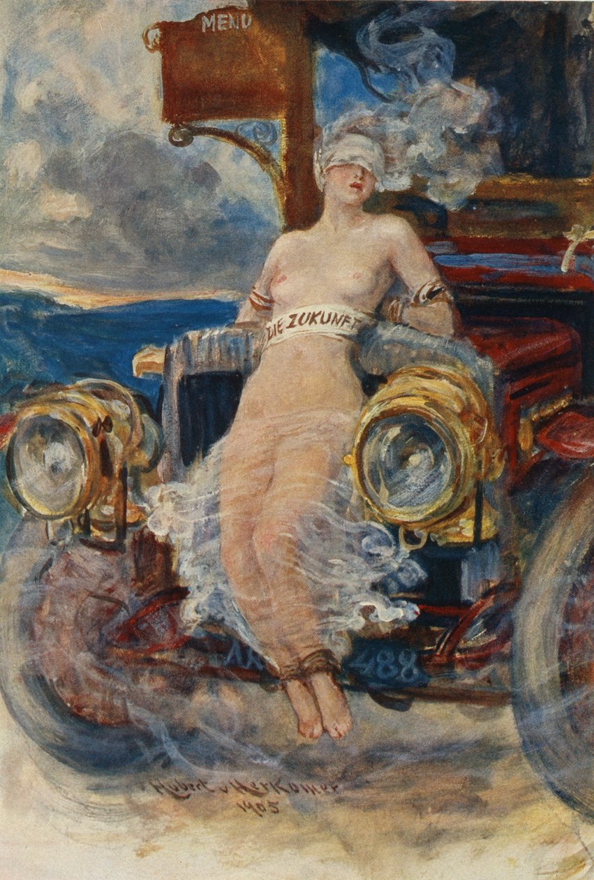 Bankett program, Die Zukunft (A jövő), 1905 (fotónyomat az étlapon) alkotó: Hubert von Herkomer