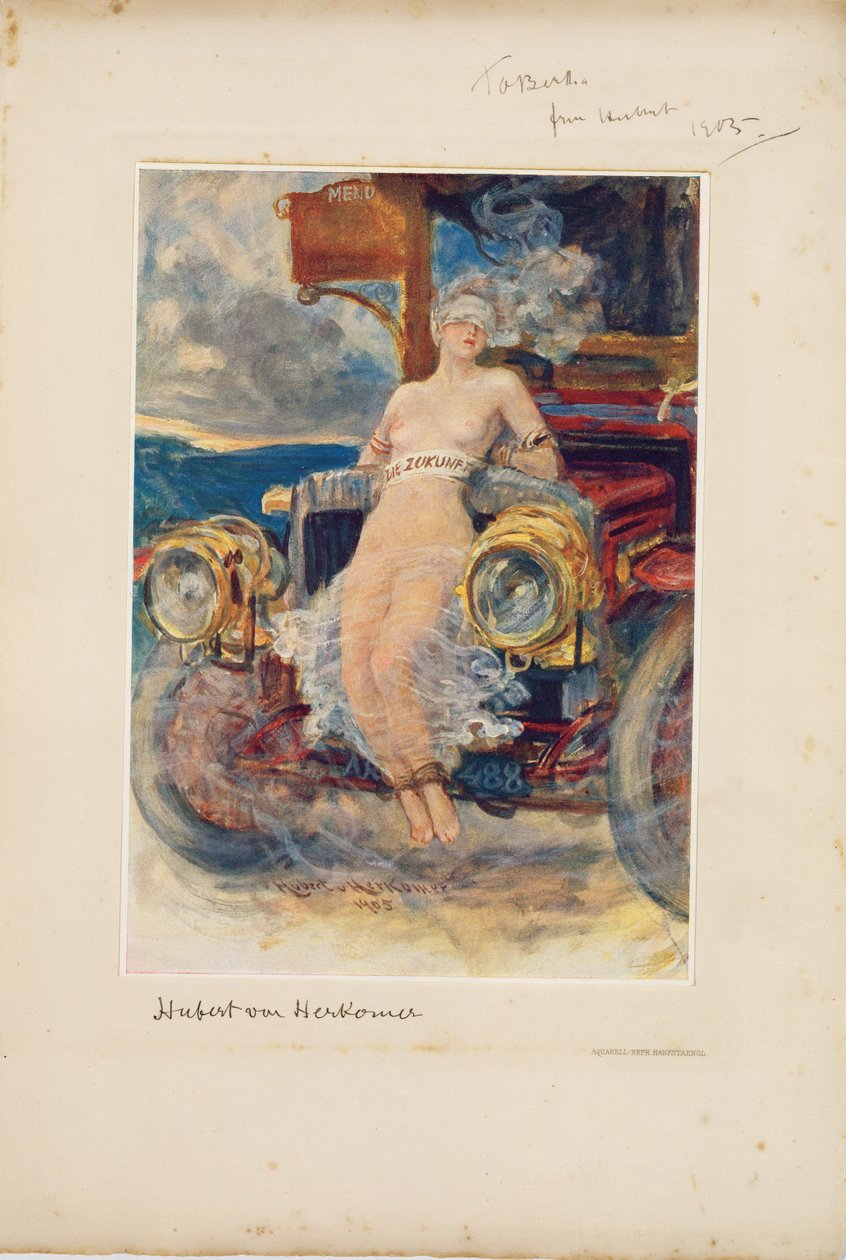 Bankett műsora, "Die Zukunft" ("A jövő") 1905 (fénynyomat az étlapon) alkotó: Hubert von Herkomer