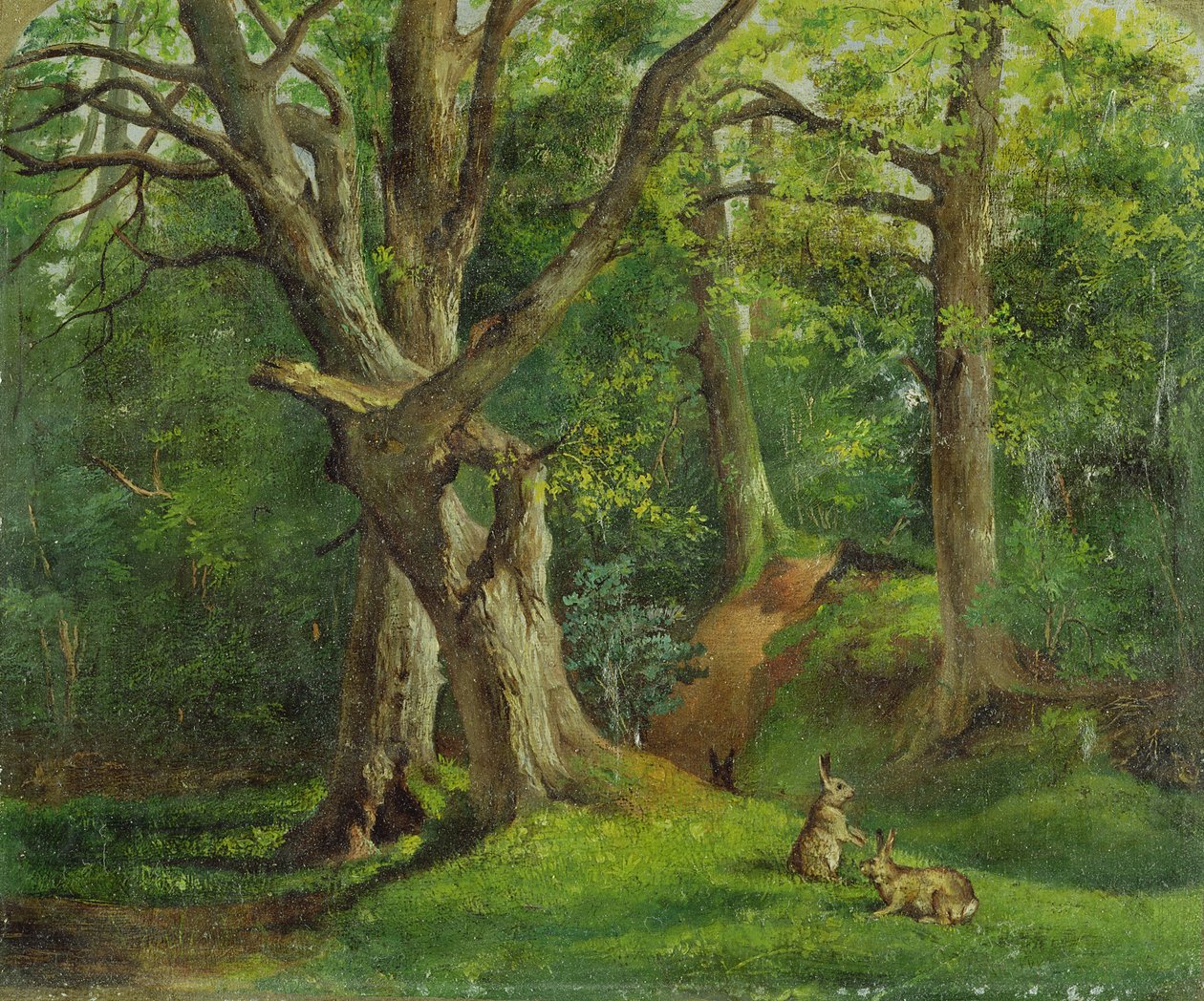 Erdei jelenet nyulakkal, 1862 alkotó: Hubert von Herkomer