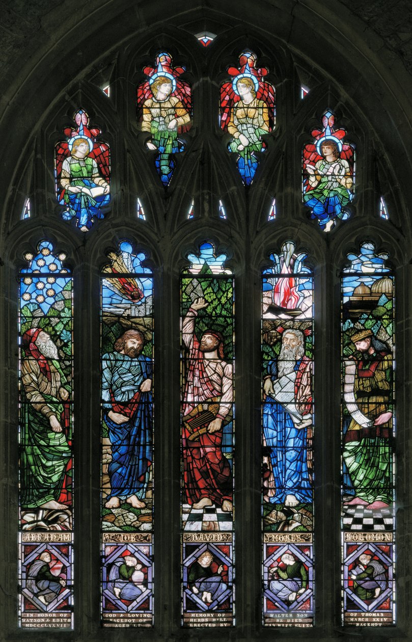 Langport, All Saints, Belham & Co, Hugh Arthur Kennedy, Abraham, Job, David, Moses & Solomon, 1879 alkotó: Hugh Arthur Kennedy
