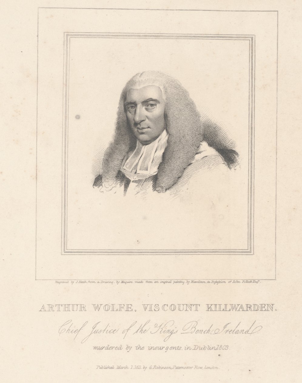 Arthur Wolfe, Killwarden vikomt, metszett G. Robinson alkotó: Hugh Douglas Hamilton