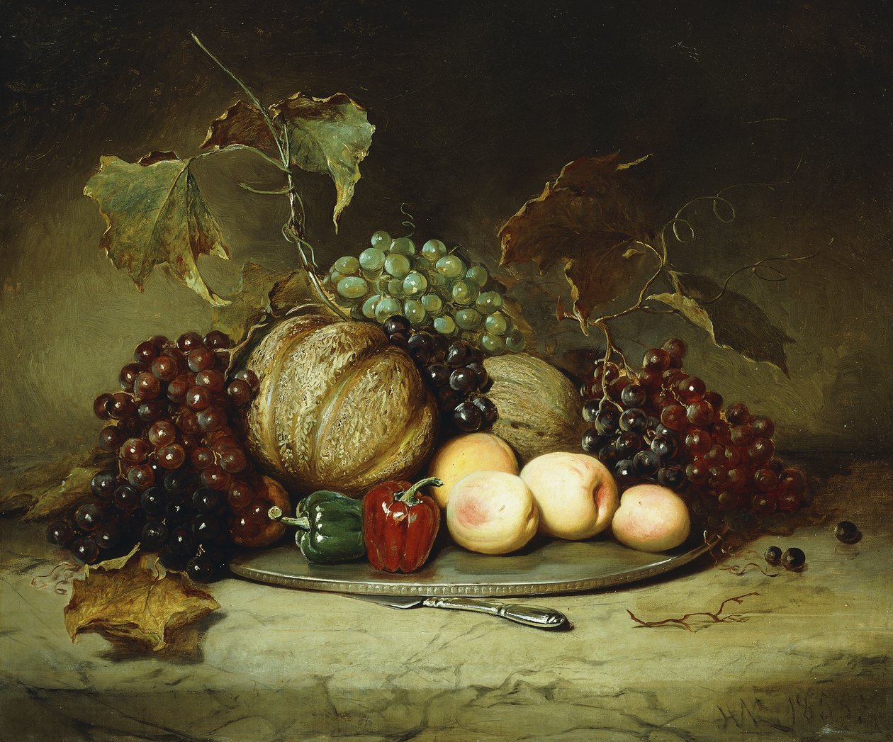 Bőséges csendélet, 1855 alkotó: Hugh Newell