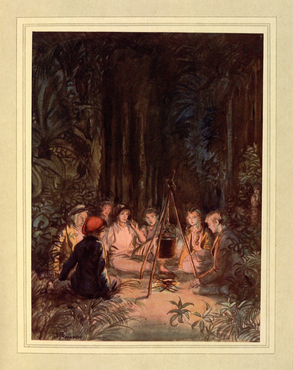 Tűz körül, J. M. Barrie „The Admirable Crichton” című művéből alkotó: Hugh Thomson