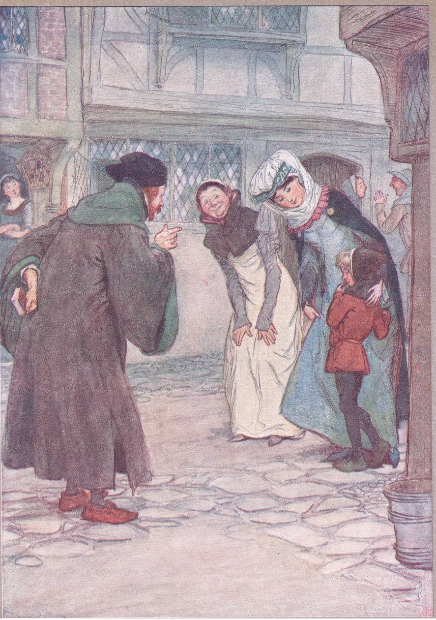 Ugyan, uram, válaszolj a gazdádnak, ne félj, illusztráció a Windsori vidám feleségekből, 1910 alkotó: Hugh Thomson