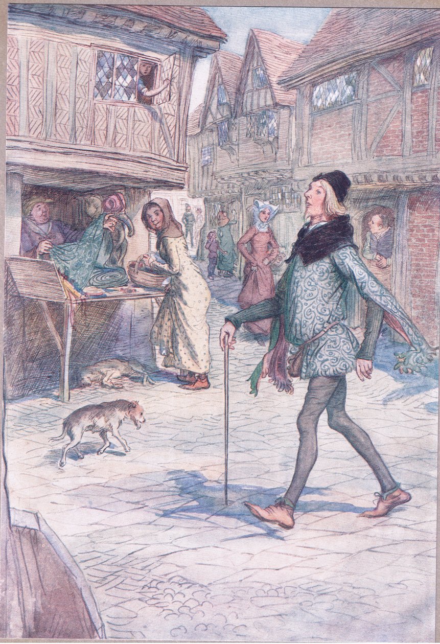 Nem tartja fel a fejét, úgymond? És struktúra a kapujában?, illusztráció a Windsori víg feleségekből, 1910 alkotó: Hugh Thomson